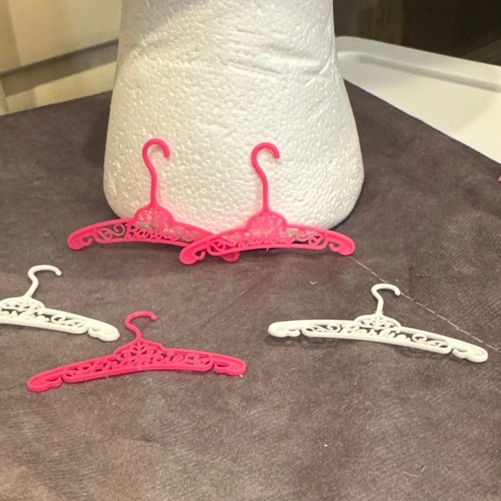 Vintage Barbie /Francie Pink‎ and White Decorative Hangers Set of 5